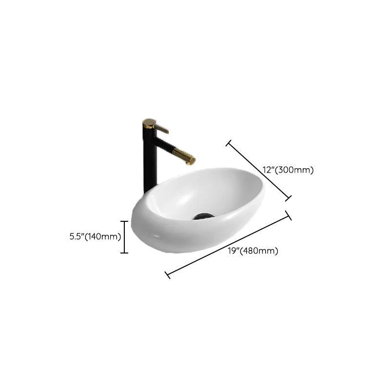 Contemporary Bathroom Sink with Pop-Up Drain Porcelain Oval-Shape Vessel Lavatory Sink -Bathlova