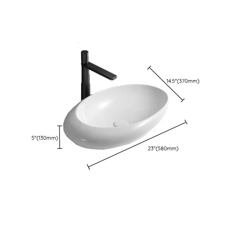 Contemporary Bathroom Sink with Pop-Up Drain Porcelain Oval-Shape Vessel Lavatory Sink -Bathlova