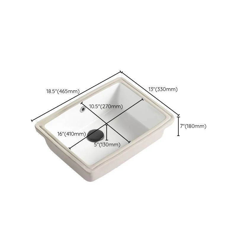 Contemporary Bathroom Sink with Pop-Up Drain Porcelain Rectangular Undermount Vanity Sink -Bathlova