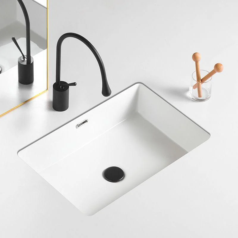 Contemporary Bathroom Sink with Pop-Up Drain Porcelain Rectangular Undermount Vanity Sink -Bathlova