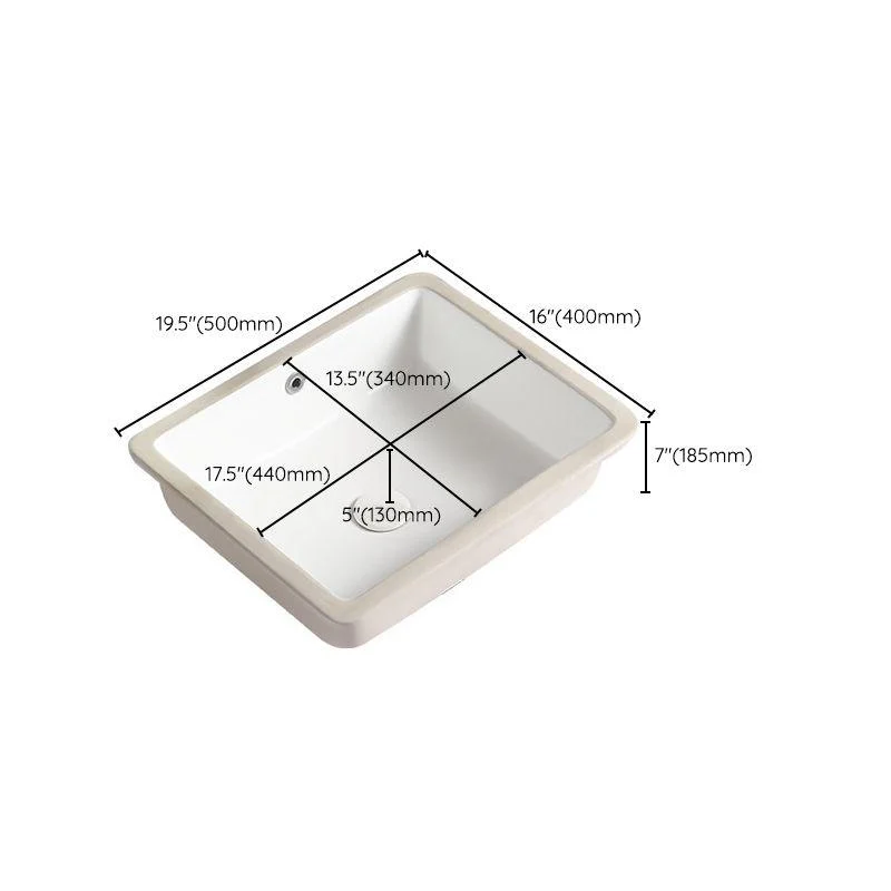 Contemporary Bathroom Sink with Pop-Up Drain Porcelain Rectangular Undermount Vanity Sink -Bathlova