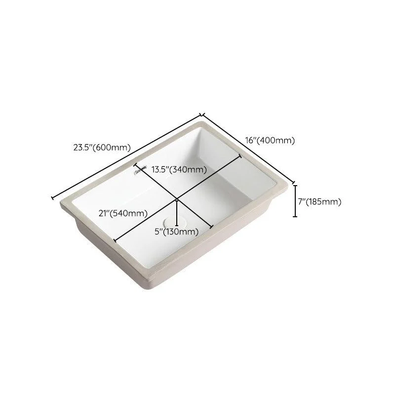 Contemporary Bathroom Sink with Pop-Up Drain Porcelain Rectangular Undermount Vanity Sink -Bathlova