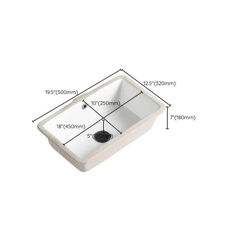 Contemporary Bathroom Sink with Pop-Up Drain Porcelain Rectangular Undermount Vanity Sink -Bathlova