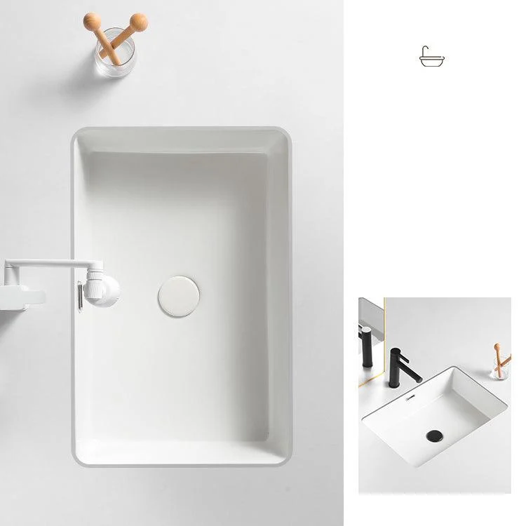 Contemporary Bathroom Sink with Pop-Up Drain Porcelain Rectangular Undermount Vanity Sink -Bathlova