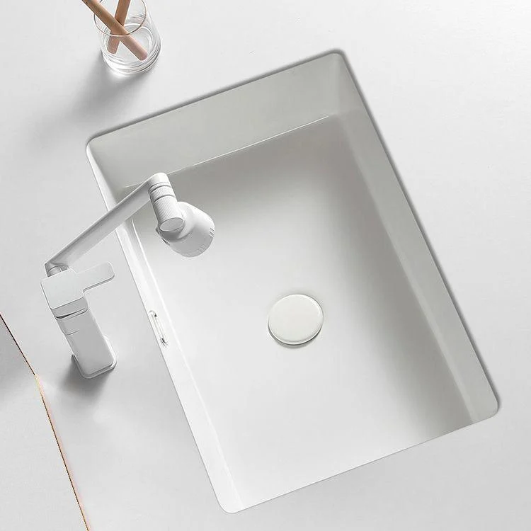 Contemporary Bathroom Sink with Pop-Up Drain Porcelain Rectangular Undermount Vanity Sink -Bathlova