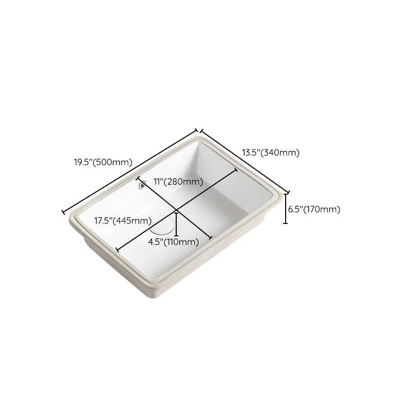 Contemporary Bathroom Sink with Pop-Up Drain Porcelain Rectangular Undermount Vanity Sink -Bathlova