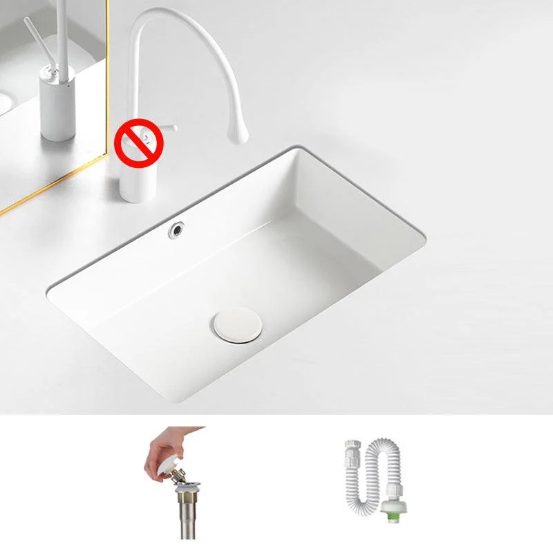 Contemporary Bathroom Sink with Pop-Up Drain Porcelain Rectangular Undermount Vanity Sink -Bathlova