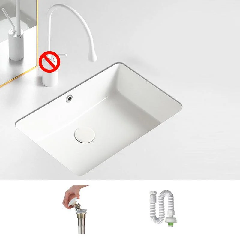 Contemporary Bathroom Sink with Pop-Up Drain Porcelain Rectangular Undermount Vanity Sink -Bathlova