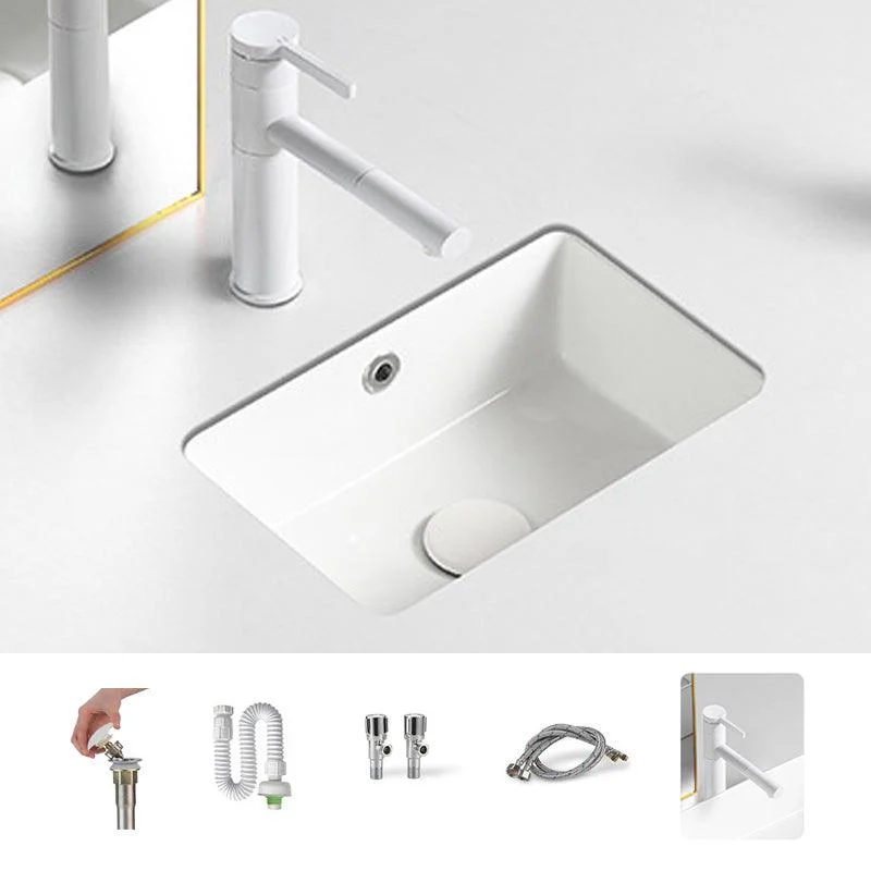 Contemporary Bathroom Sink with Pop-Up Drain Porcelain Rectangular Undermount Vanity Sink -Bathlova