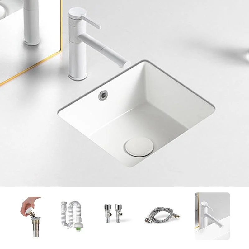 Contemporary Bathroom Sink with Pop-Up Drain Porcelain Rectangular Undermount Vanity Sink -Bathlova