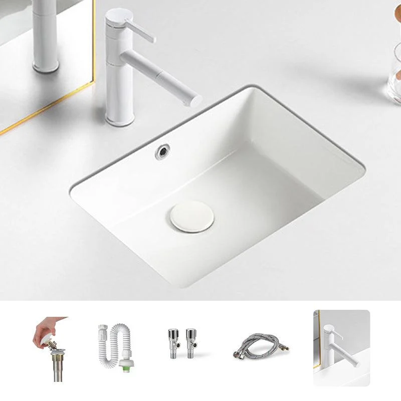 Contemporary Bathroom Sink with Pop-Up Drain Porcelain Rectangular Undermount Vanity Sink -Bathlova