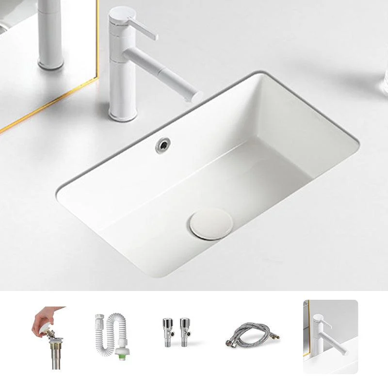 Contemporary Bathroom Sink with Pop-Up Drain Porcelain Rectangular Undermount Vanity Sink -Bathlova