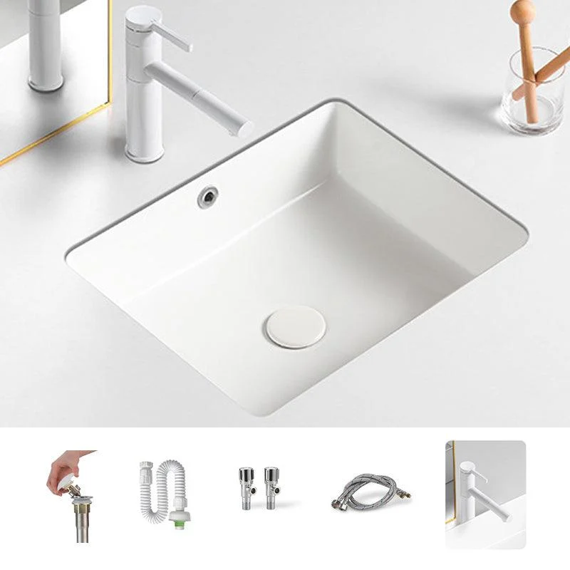 Contemporary Bathroom Sink with Pop-Up Drain Porcelain Rectangular Undermount Vanity Sink -Bathlova