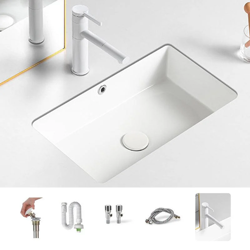 Contemporary Bathroom Sink with Pop-Up Drain Porcelain Rectangular Undermount Vanity Sink -Bathlova