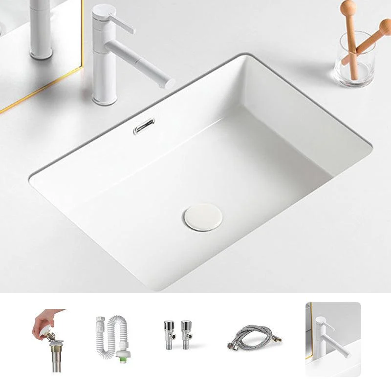 Contemporary Bathroom Sink with Pop-Up Drain Porcelain Rectangular Undermount Vanity Sink -Bathlova