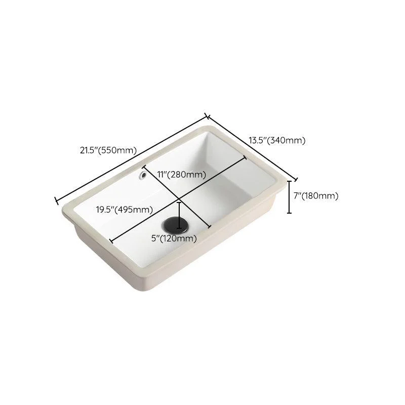 Contemporary Bathroom Sink with Pop-Up Drain Porcelain Rectangular Undermount Vanity Sink -Bathlova