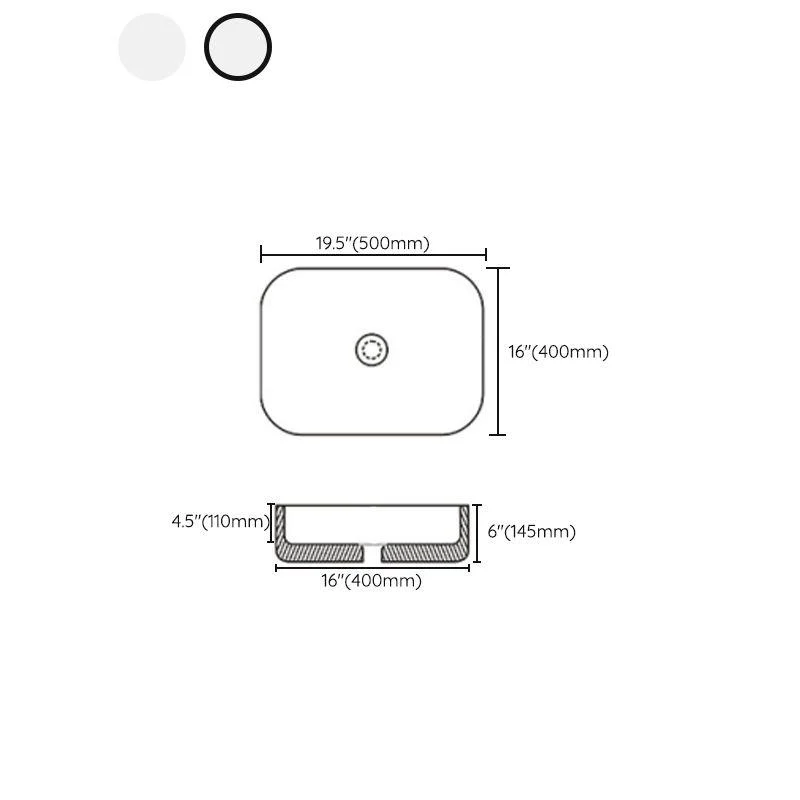 Contemporary Bathroom Sink with Pop-Up Drain Porcelain Rectangular Vessel -Bathlova