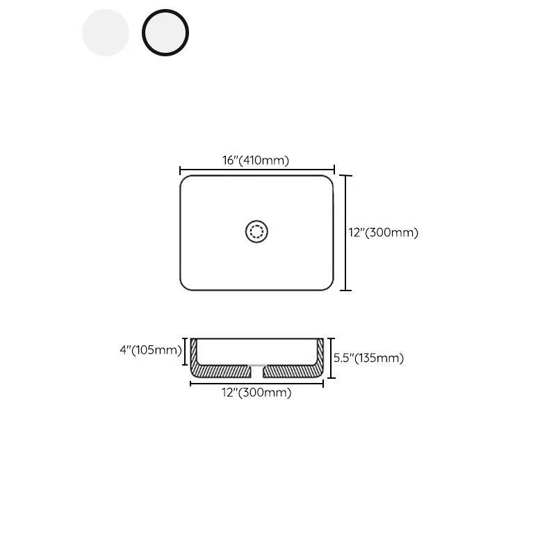 Contemporary Bathroom Sink with Pop-Up Drain Porcelain Rectangular Vessel -Bathlova