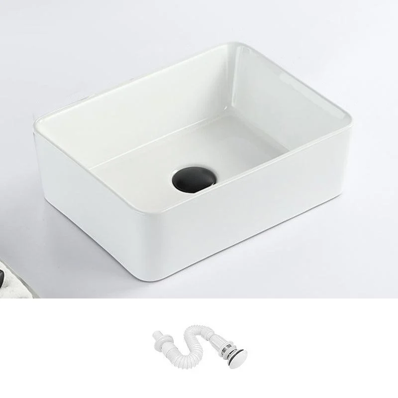 Contemporary Bathroom Sink with Pop-Up Drain Porcelain Rectangular Vessel -Bathlova