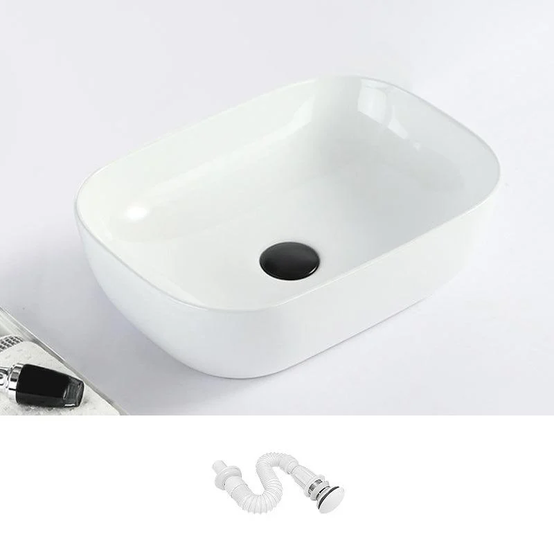 Contemporary Bathroom Sink with Pop-Up Drain Porcelain Rectangular Vessel -Bathlova