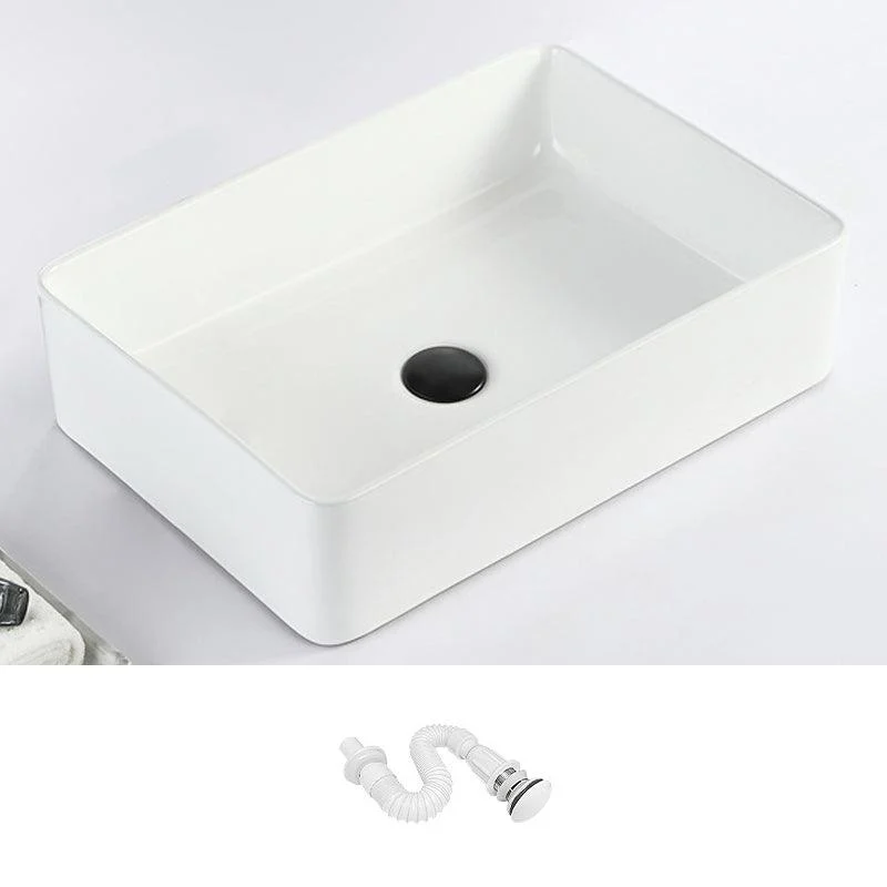 Contemporary Bathroom Sink with Pop-Up Drain Porcelain Rectangular Vessel -Bathlova