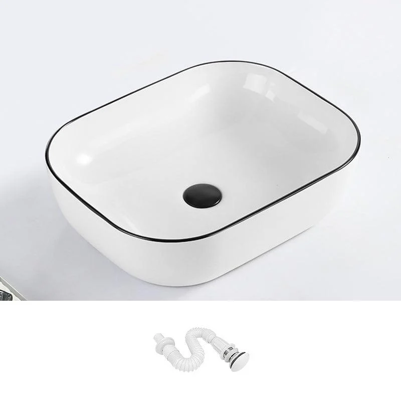 Contemporary Bathroom Sink with Pop-Up Drain Porcelain Rectangular Vessel -Bathlova