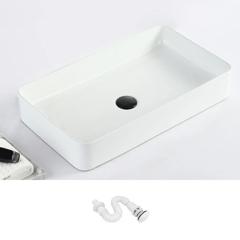 Contemporary Bathroom Sink with Pop-Up Drain Porcelain Rectangular Vessel -Bathlova