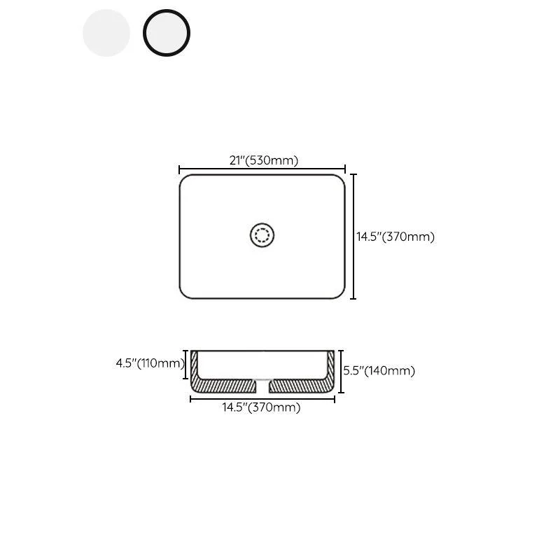 Contemporary Bathroom Sink with Pop-Up Drain Porcelain Rectangular Vessel -Bathlova
