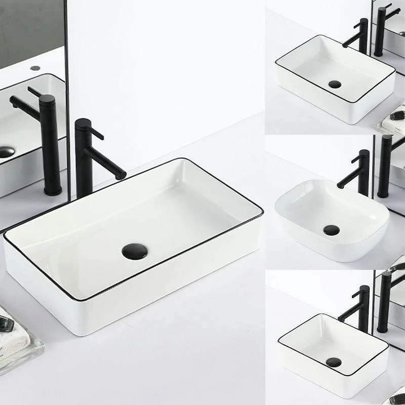 Contemporary Bathroom Sink with Pop-Up Drain Porcelain Rectangular Vessel -Bathlova