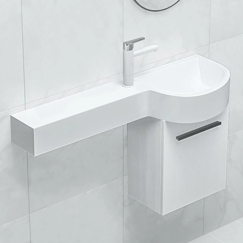 Contemporary Bathroom Sink with Pop-Up Drain Porcelain Wall Mount Bathroom Sink Only -Bathlova