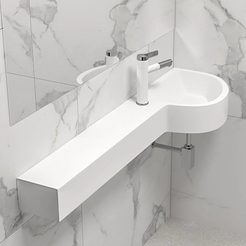 Contemporary Bathroom Sink with Pop-Up Drain Porcelain Wall Mount Bathroom Sink Only -Bathlova