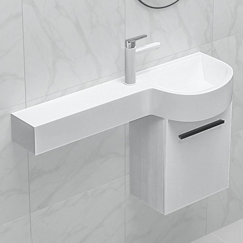 Contemporary Bathroom Sink with Pop-Up Drain Porcelain Wall Mount Bathroom Sink Only -Bathlova