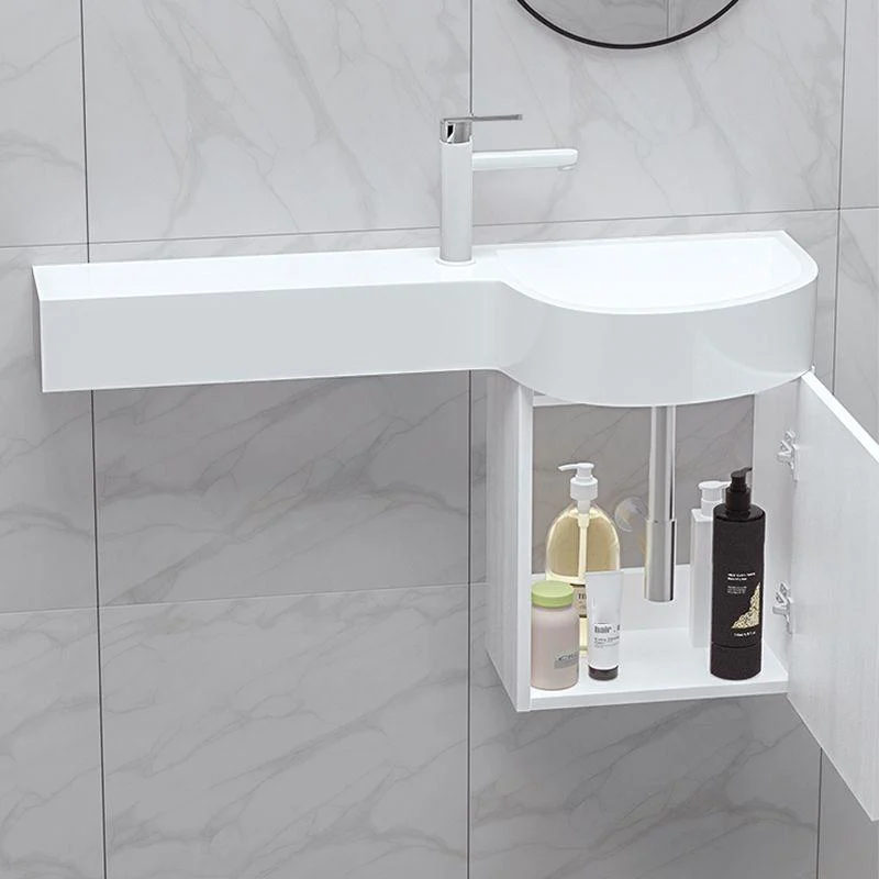 Contemporary Bathroom Sink with Pop-Up Drain Porcelain Wall Mount Bathroom Sink Only -Bathlova