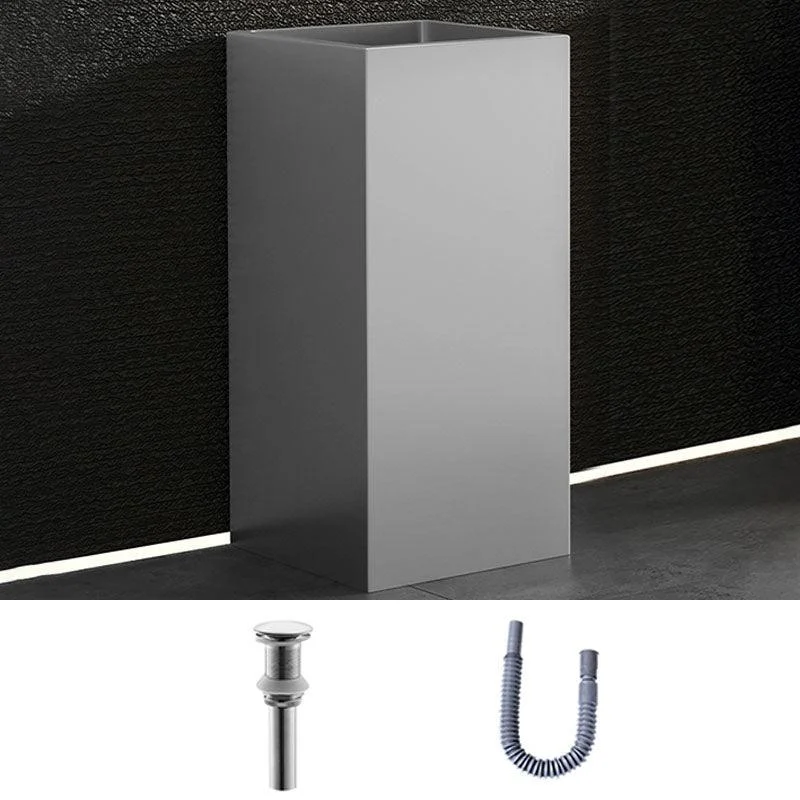 Contemporary Bathroom Sink with Pop-Up Drain Rectangular Metal Pedestal Bathroom Sink -Bathlova