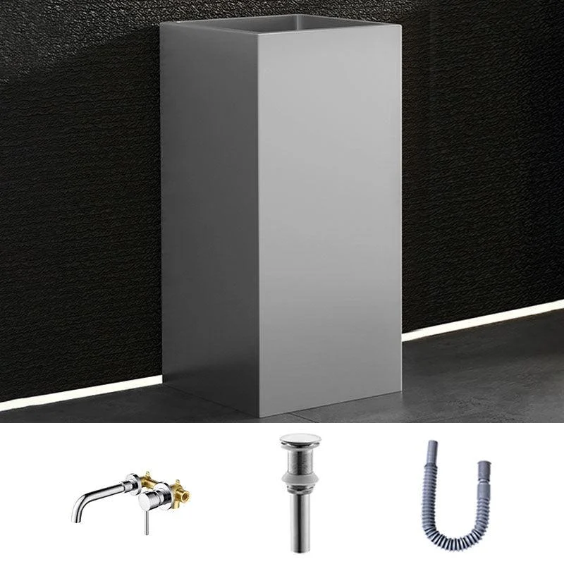 Contemporary Bathroom Sink with Pop-Up Drain Rectangular Metal Pedestal Bathroom Sink -Bathlova