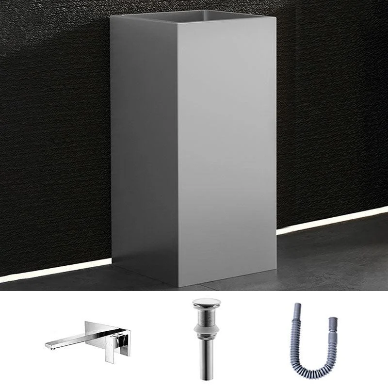 Contemporary Bathroom Sink with Pop-Up Drain Rectangular Metal Pedestal Bathroom Sink -Bathlova