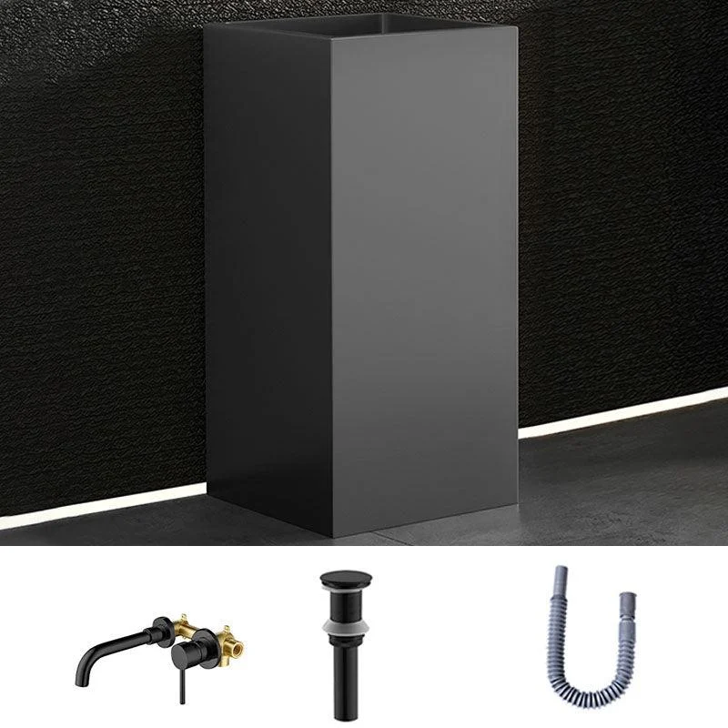 Contemporary Bathroom Sink with Pop-Up Drain Rectangular Metal Pedestal Bathroom Sink -Bathlova