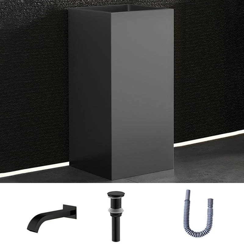 Contemporary Bathroom Sink with Pop-Up Drain Rectangular Metal Pedestal Bathroom Sink -Bathlova