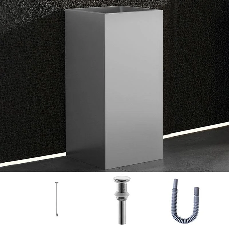 Contemporary Bathroom Sink with Pop-Up Drain Rectangular Metal Pedestal Bathroom Sink -Bathlova