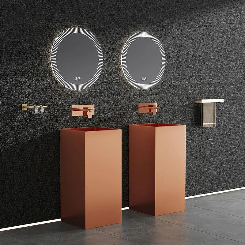 Contemporary Bathroom Sink with Pop-Up Drain Rectangular Metal Pedestal Bathroom Sink -Bathlova