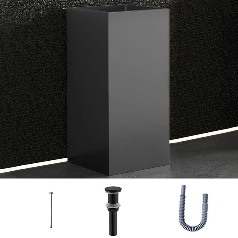 Contemporary Bathroom Sink with Pop-Up Drain Rectangular Metal Pedestal Bathroom Sink -Bathlova