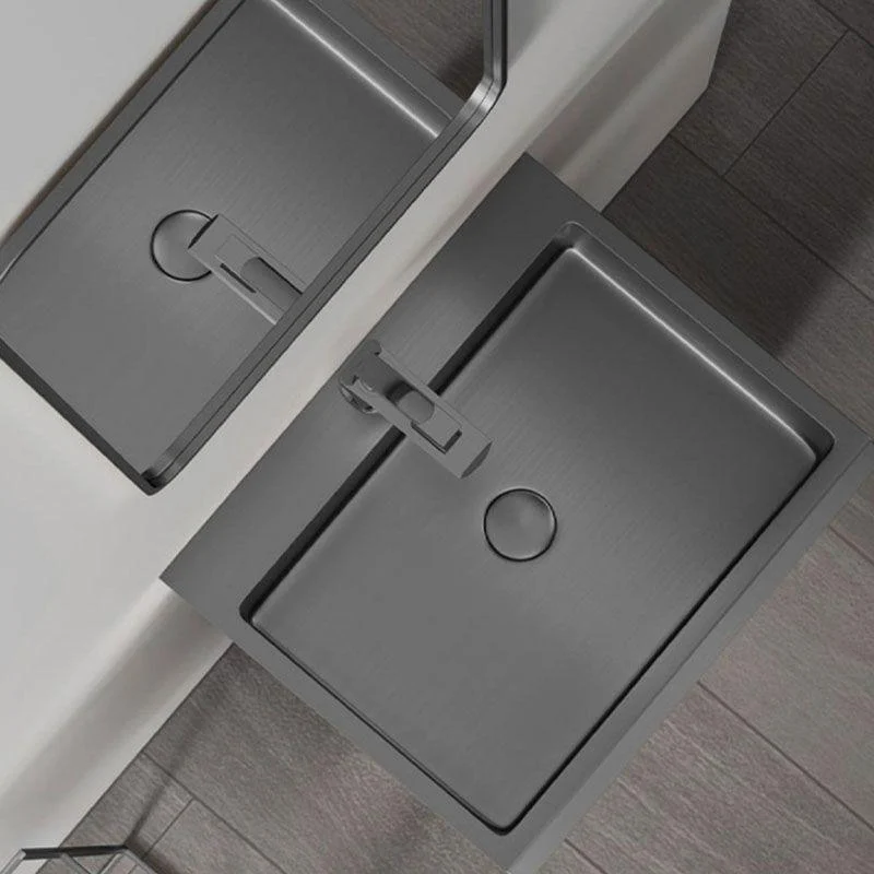 Contemporary Bathroom Sink with Pop-Up Drain Rectangular Metal Pedestal Sink -Bathlova