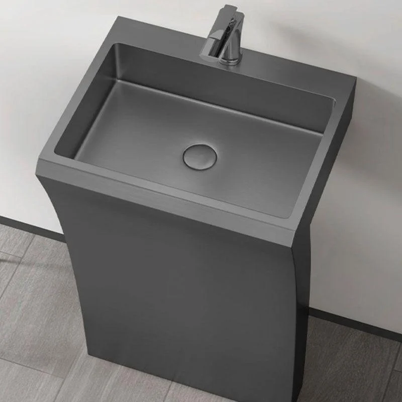 Contemporary Bathroom Sink with Pop-Up Drain Rectangular Metal Pedestal Sink -Bathlova