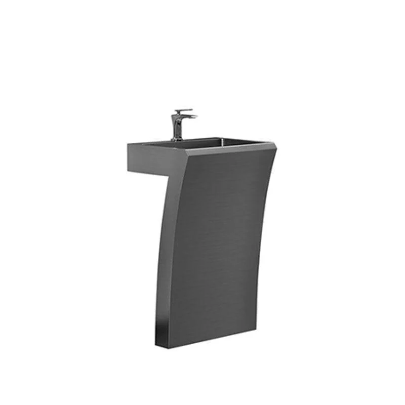 Contemporary Bathroom Sink with Pop-Up Drain Rectangular Metal Pedestal Sink -Bathlova