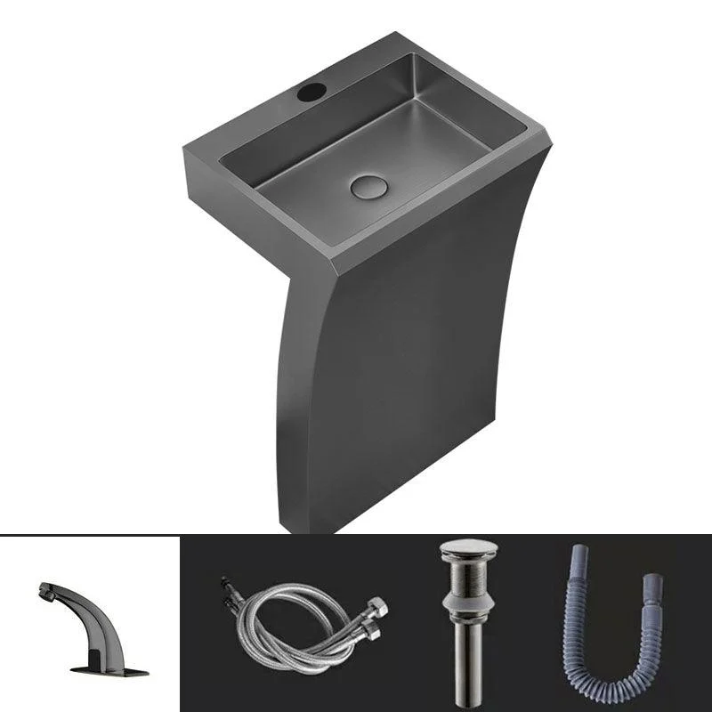 Contemporary Bathroom Sink with Pop-Up Drain Rectangular Metal Pedestal Sink -Bathlova