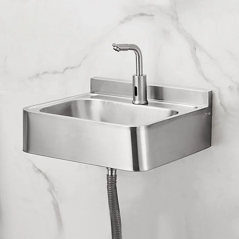 Contemporary Bathroom Sink with Pop-Up Drain Rectangular Metal Wall Mount Bathroom Sink -Bathlova