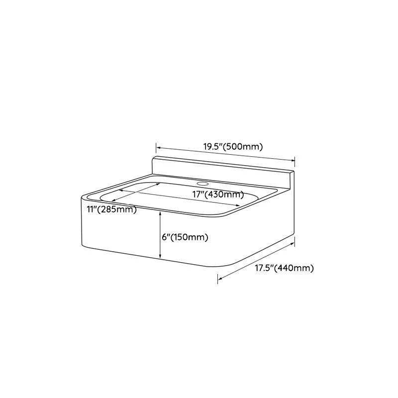 Contemporary Bathroom Sink with Pop-Up Drain Rectangular Metal Wall Mount Bathroom Sink -Bathlova