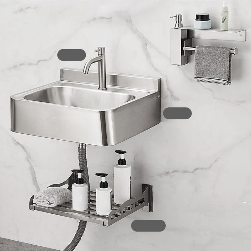 Contemporary Bathroom Sink with Pop-Up Drain Rectangular Metal Wall Mount Bathroom Sink -Bathlova