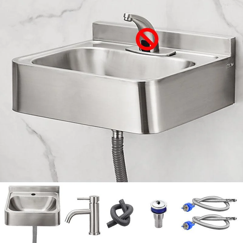 Contemporary Bathroom Sink with Pop-Up Drain Rectangular Metal Wall Mount Bathroom Sink -Bathlova