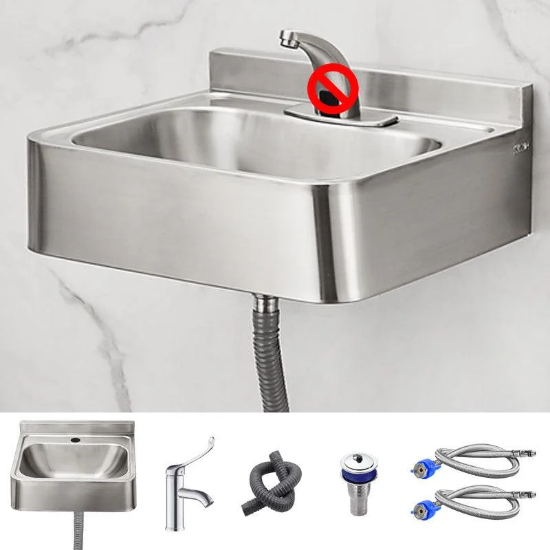 Contemporary Bathroom Sink with Pop-Up Drain Rectangular Metal Wall Mount Bathroom Sink -Bathlova